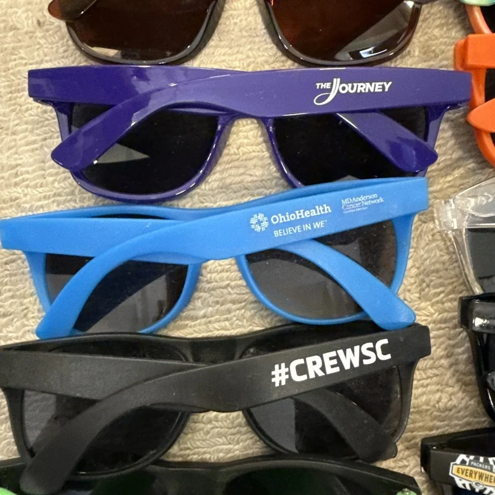 Lot of 33 NEW Logo Sunglasses: Target, LLBean, Nat'l Guard, Multiple Colors--NWT